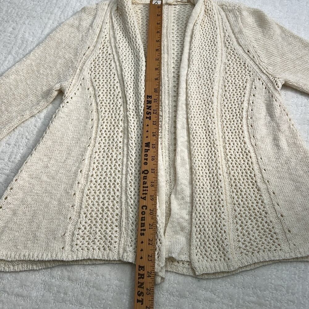 Anthropologie Moth knit cream cotton blend open front cardigan M - Picture 5 of 8